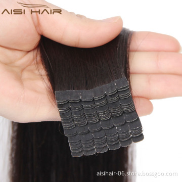 Aisi Hair Brazilian  Tape Hair Extension , Silky Straight Human Tape Hair Extension Double Drawn